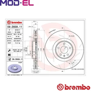2x BRAKE DISC 09.D939.11 FOR PORSCHE MACAN MDH.KA/MCT.LA 3.6L MDC.NA 3.0L 6cyl - Picture 1 of 9