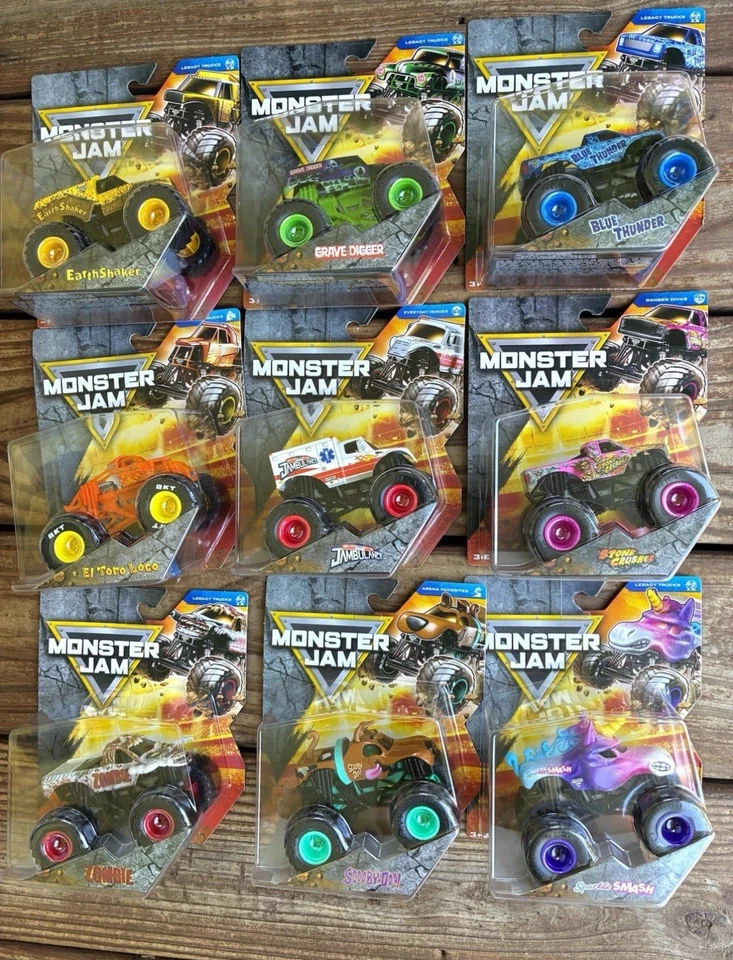 Hot Wheels Monster Jam Complete Set Of 9 TRUCKS SPIN MASTER SERIES 43 w/ Chase - Image 1 of 1