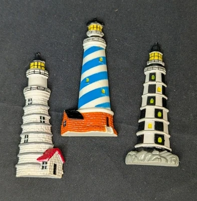 Lote de 3 imanes de nevera faro de plástico vintage años 80  Foto 1 de 4