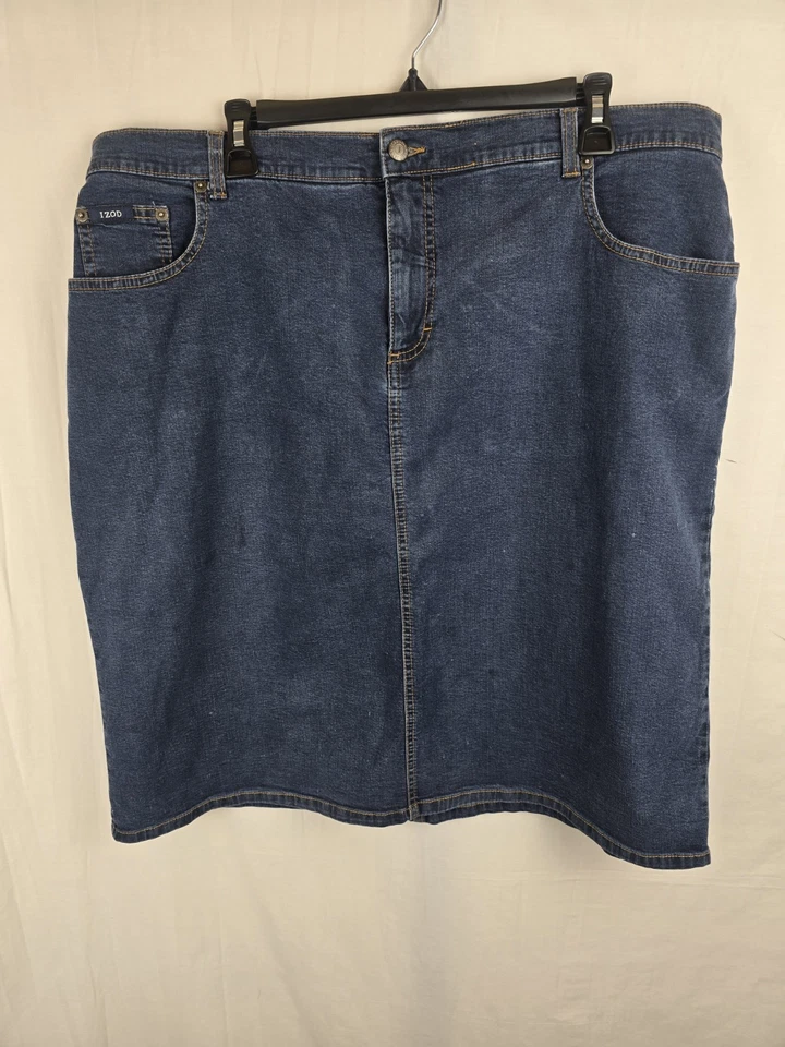 Izod Woman Denim Knee Length Blue Jean Skirt Sz 18W - Image 1 of 4