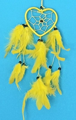 Small Yellow Heart Dream Catcher Dreamcatcher Kids Bedroom Nursery Birthday Gift - Image 1 of 2