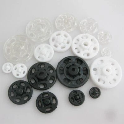 300pc/sets Round Nylon Snap Buttons 7mm/10mm/13mm/15mm/20mm Transparent Button S - Image 1 of 4