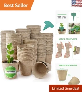 Eco-Friendly 120 Peat Pots with Labels - Ideal for Herbs, Vegetables & Seedlings - Picture 1 of 9