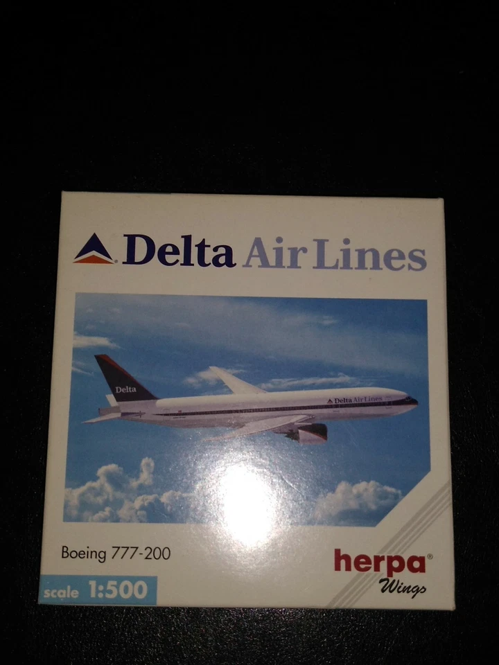 Avión fundido a presión Herpa Wings Delta Air Lines N860DA Boeing 777-200 1:500 1998 Foto 1 de 1