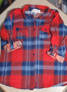 French Laundry Plaid Brushed Flannel Shirt sz L 3/4 sleeve - Bild 1 von 7