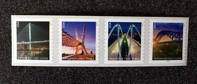 2023USA #5808-5811 25c Bridges Presorted First Class - PNC Strip of 4  Mint - Image 1 of 2