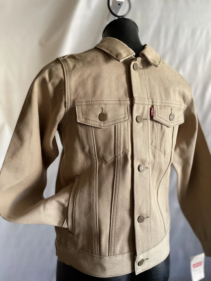 ¡Nuevo con etiquetas! Chaqueta vaquera Levi's Trucker beige algodón mediano para niños Foto 1 de 4