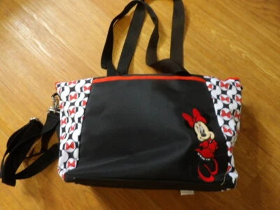 迪士尼宝宝米妮老鼠大号尿布袋套装带瓶架和更换垫 — 第 1/4 张图片