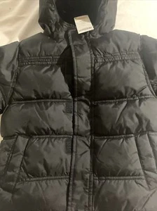 GYMBOREE BLACK HOODED PUFFER JACKET COAT XS 3-4  With Pockets - Picture 1 of 8