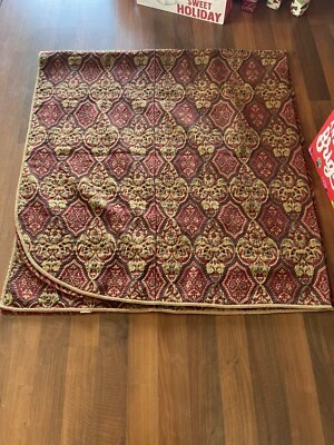 WATERFORD Bed Linens Luxury European Bedspread Red/Gold 87”X 94” Coverlet - Image 1 of 4