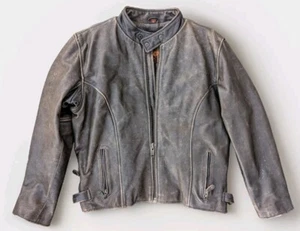 Mens UNIK Heavy Leather Brown Motorcycle Racer Jacket 40 Removable Quilt Liner - Picture 1 of 23