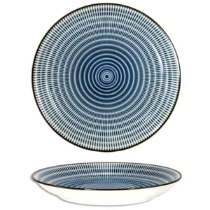 SET of 2 Japanese Dinner Serving Plates Porcelain 10"D Tokusa Line Made in Japan - Picture 1 of 5