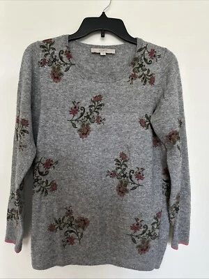 ANN TAYLOR LOFT  Gray Sweater with floral pattern Size S wool blend (26% Wool) - Image 1 of 4