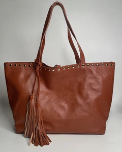 LAGGO Remy Brown Leather Studded Tote - Picture 1 of 12