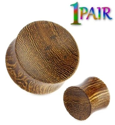 Par de enchufes cóncavos de madera de serpiente de 8 g-30 mm medidores de doble llamarada túneles oreja 1314 Foto 1 de 3