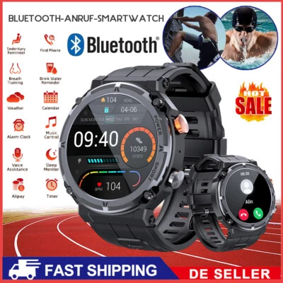 Smartwatch Herren mit Telefonfunktion Sprachassistent Blutdruckmessung Sportuhr - Bild 1 von 4
