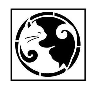 1- 5.5x5.5 inch Stencil, (VN-54) Yin Yang Cat (6mil) - Picture 1 of 2