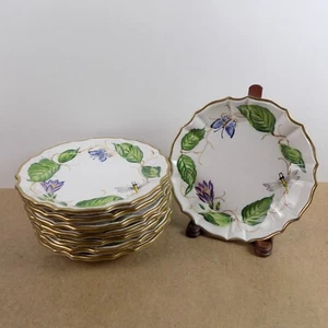 8 The Manelion Italian Ceramic 8" Plates Butterfly Dragonfly Flower & Leaf - Picture 1 of 11