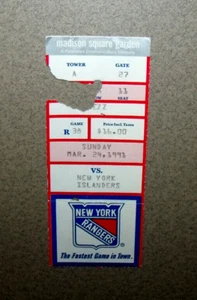 New York Rangers 3/24/1991 Ticket Stub vs NY Islanders Corey Millen 1st NHL Goal - Picture 1 of 2