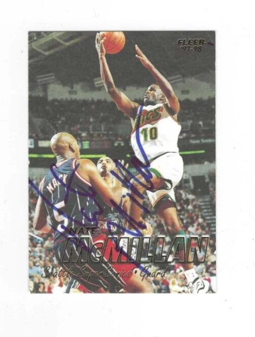 NATE McMILLAN Seattle Super Sonics Signed 1997-98 Fleer Card #171 w/COA - Image 1 of 1