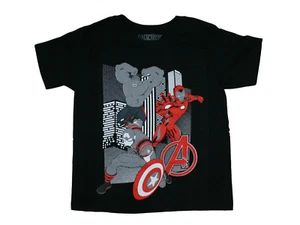 Marvel Avengers Hulk, Iron Man, Captain America Big Boy's Black T-shirt NEW - Picture 1 of 2