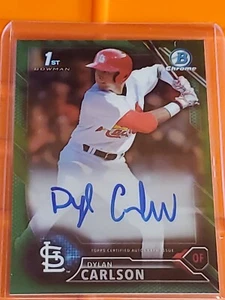 Dylan Carlson 2016 Bowman Chrome Green Refractor Auto #/99  Prospect Autograph - Picture 1 of 2