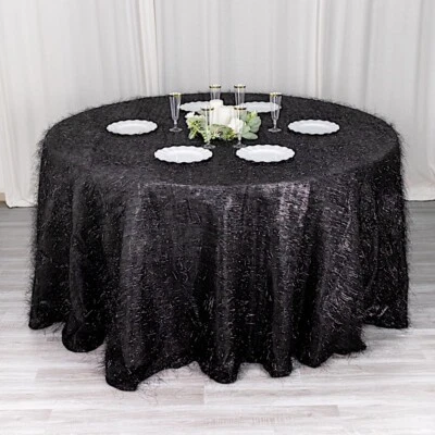 120 in Metallic Tinsel Polyester Round TABLECLOTH Party Events Decorations - Image 1 of 4