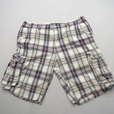 Old Navy Mens Y2K Plaid Cargo Shorts 36 Cotton Preppy Summer 11" Inseam - Imagem 1 de 4