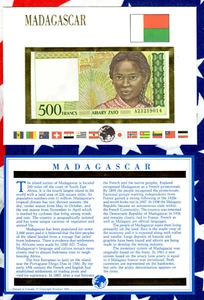Banconote E di tutte le nazioni Madagascar P-75a 500 franchi 1994 UNC A219014 - Foto 1 di 3