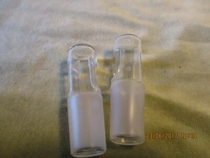 * 2 x QUICKFIT B14/23 STOPPERS , HOLLOW BLOWN {CHEMISTRY} MADE IN BRITAIN - Picture 1 of 1