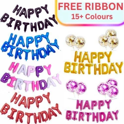 OUTBOXX LTD Happy Birthday Balloons Banner Bunting Self Inflating Decoration Letters Balloon