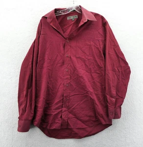 Oleg Cassini Medium Mens 15.5 33 Dress Shirt Red Striped Button Down Long Sleeve - Picture 1 of 10