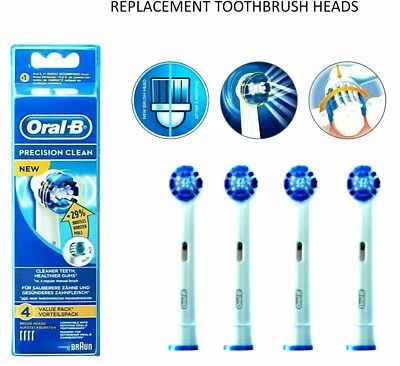 Braun Oral B Precision Clean Toothbrush Replacement Refill Heads pack of 4 uk