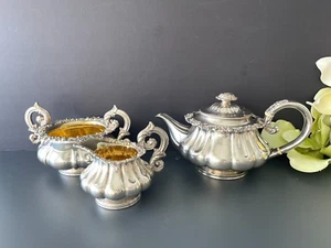 Gorgeous Victorian Ornate Silver Plate Tea Service 3 Pieces Set - Picture 1 of 19