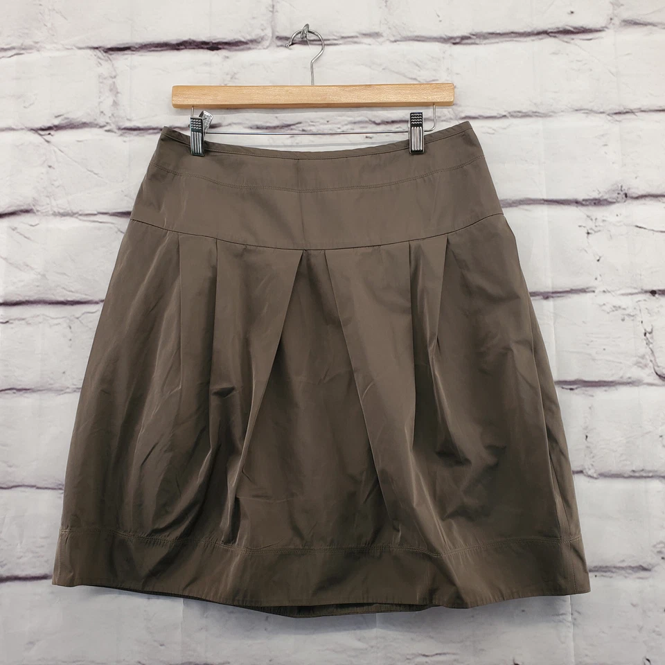 Falda Burbuja LIDA BADAY 8 Cremallera Trasera Hasta la Rodilla Marrón Bolsillos Plisados Foto 1 de 4