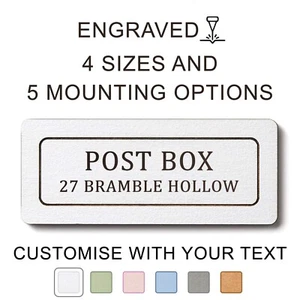Personalised POST BOX Wooden Sign, Custom Number Address Wall Door Engraved Sign - Picture 1 of 8