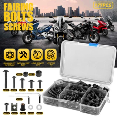 For Suzuki GSXR600 GSXR750 Steel Complete Fairing Bolt Screws Nuts Kit Black - Image 1 of 4