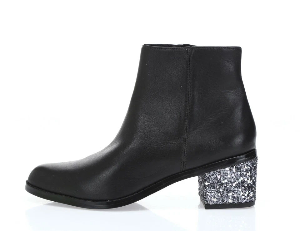 Botines Sol Sana Jenni Mujer Cuero Negro Tacón Brillo Talla. 36 Foto 1 de 4