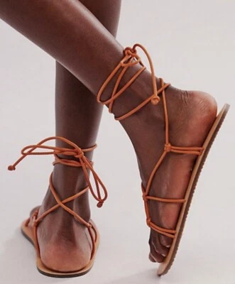 Sandalias Free People So Tirantes 8 Naranja Puesta de Sol 39 Boho Playa NUEVAS Foto 1 de 4