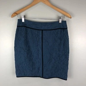 EUC Rachel Roy Signature Blue Wrinkled Crinkle Cotton/Silk Pencil Skirt Size 4 - Picture 1 of 4