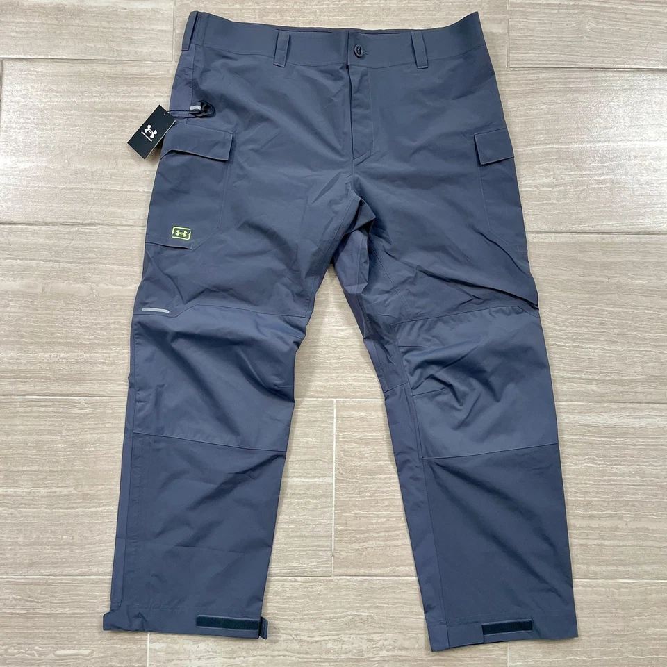 Calça de chuva masculina tamanho 2XL Under Armour Fish Elite cinza à prova de tempestade UA nova com etiquetas $225 - Imagem 1 de 4