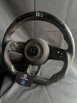 LED Carbon fibre Steering Wheel For VW Golf polo 6CMK7/7.52014-20120 - Image 1 of 4