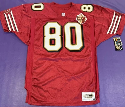 Camiseta Auténtica Jerry Rice #80 San Francisco 49ers 1996 Wilson Firmada 46 EE. UU. Foto 1 de 4