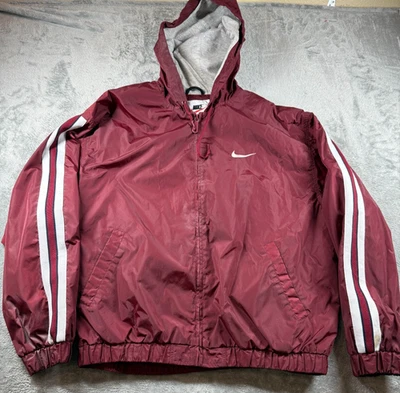 Chaqueta cortavientos Nike gris granate con capucha años 90 de colección ropa de calle Foto 1 de 4