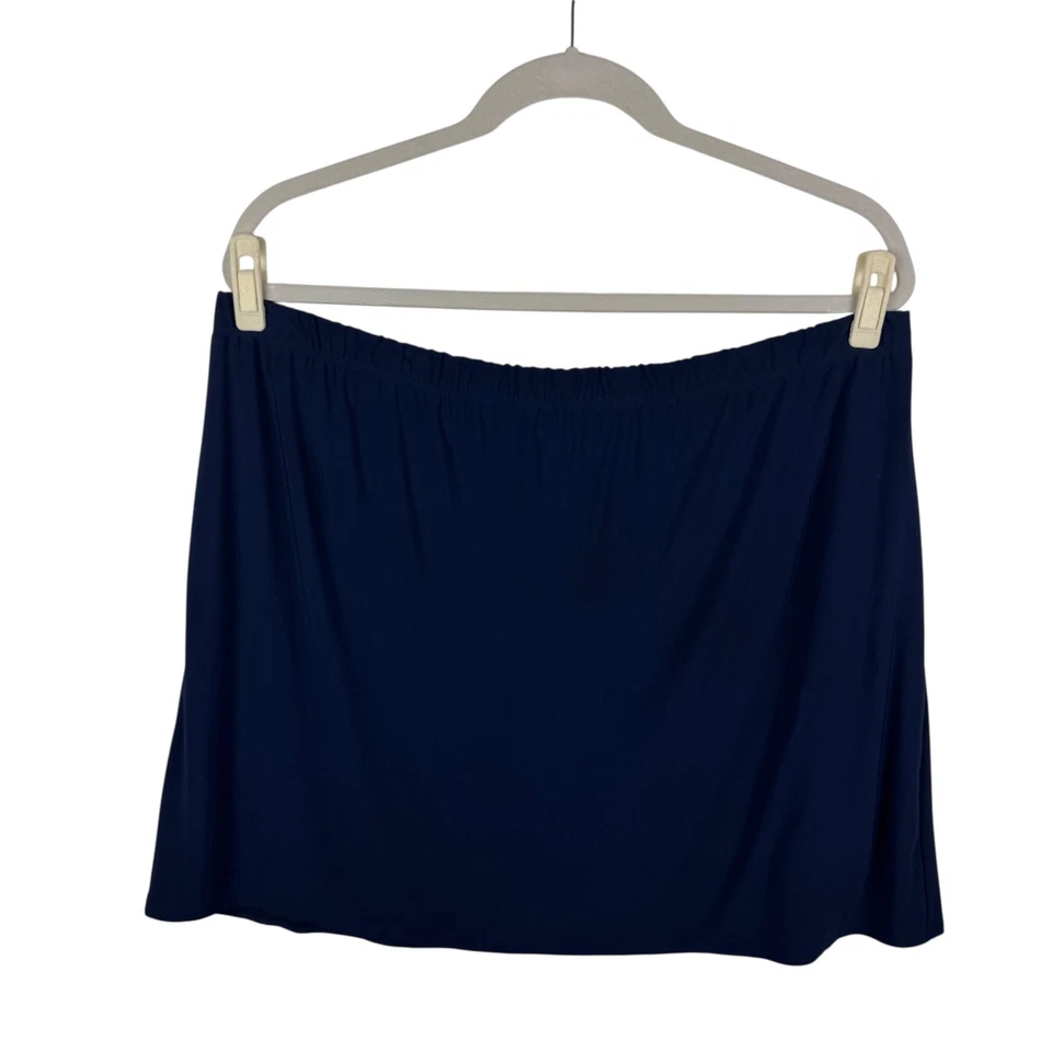 Minifalda Susan Graver 2X Azul Marino Tejido Líquido Elastizado Tirar de Cintura Elástica Foto 1 de 4