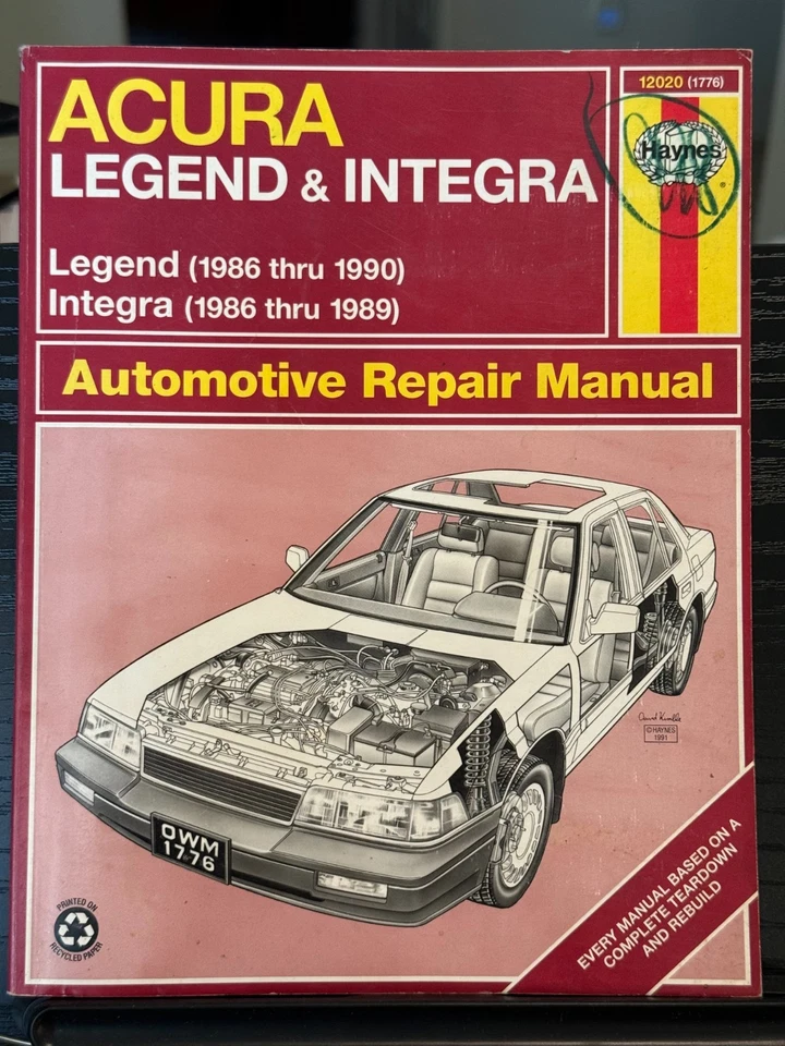 Manual de reparación HAYNES Acura Integra 86-89 Legend 86-90 12020 (1776) Foto 1 de 1