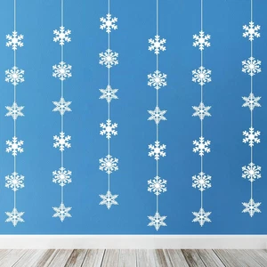 6 Stück Schneeflocken Deko Weihnachten  Schneeflocke Girlande  wiederverwendbar - Bild 1 von 7