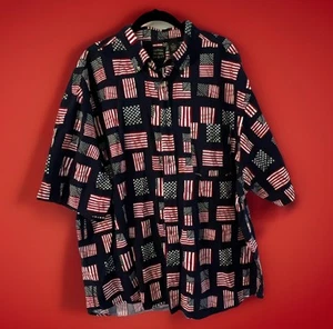 Camicia Cotton Traders Sport uomo XXL bandiera americana manica corta con bottoni - Foto 1 di 11