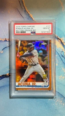2019 Topps Chrome Baseball - Ronald Acuna Jr, Batting Gold Cup Orange /25 - image 1 of 2