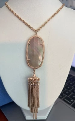 Kendra Scott Oro Rosa Scott Rayne Borla Collar Madreperla MOP 32" Cadena Foto 1 de 4